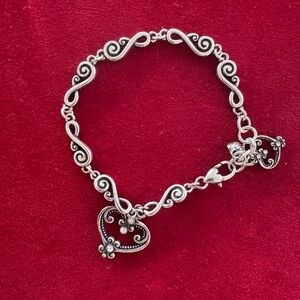 BRIGHTON SILVER PLATED HEART BRACELET
